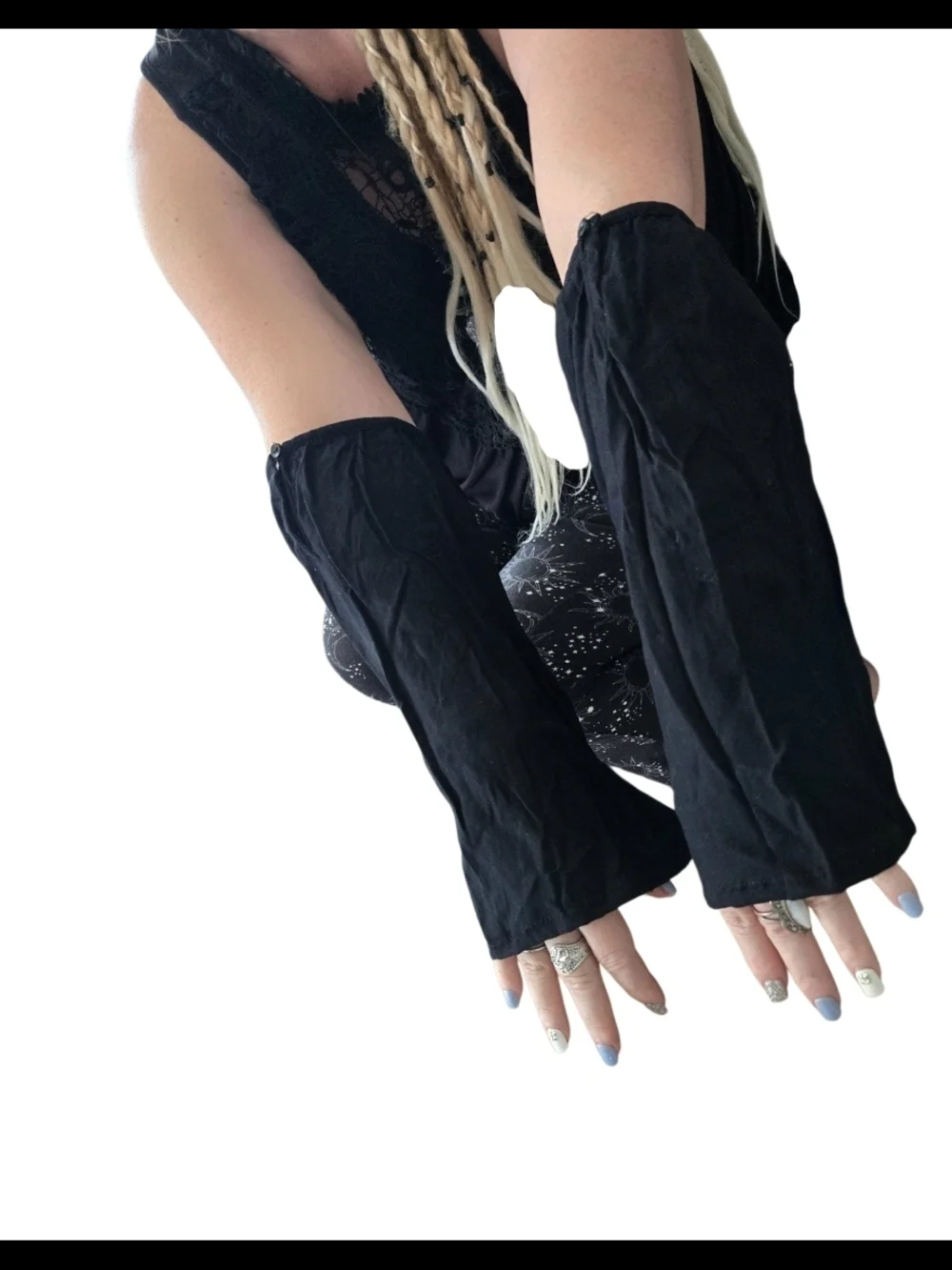 4/$15 Women’s Black Arm Warmers Removable Sleeves Festival Boho Vibe
